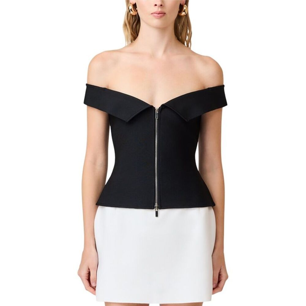 Elliat Womens T Khloe Crepe Knit Top, Black